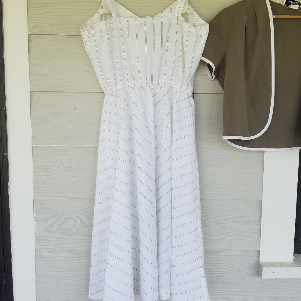 Vintage 80s 90s Tank Strap Dress Jacket Set Vtg Sz 12 Dress Lagenlook Minimalist - Picture 14 of 16